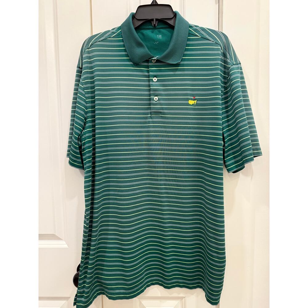 Masters Augusta National Golf Polo Shirt Green Striped Men’s Size XL